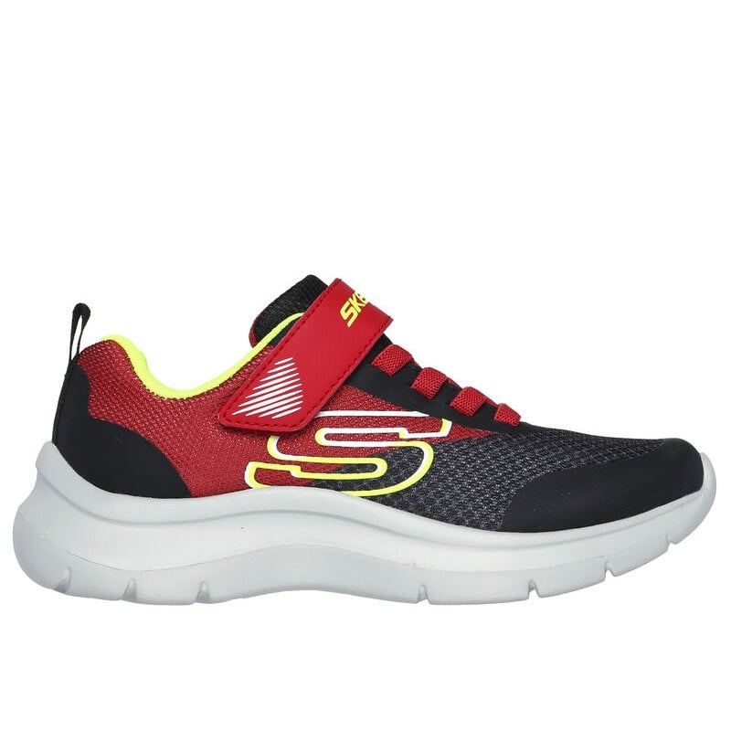 Red and store black skechers